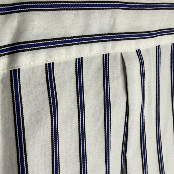 NEW Calvin Klein 100% Cotton Tie Waist Shirt Dress - White Blue Black Stripe  4 - Picture 13 of 13